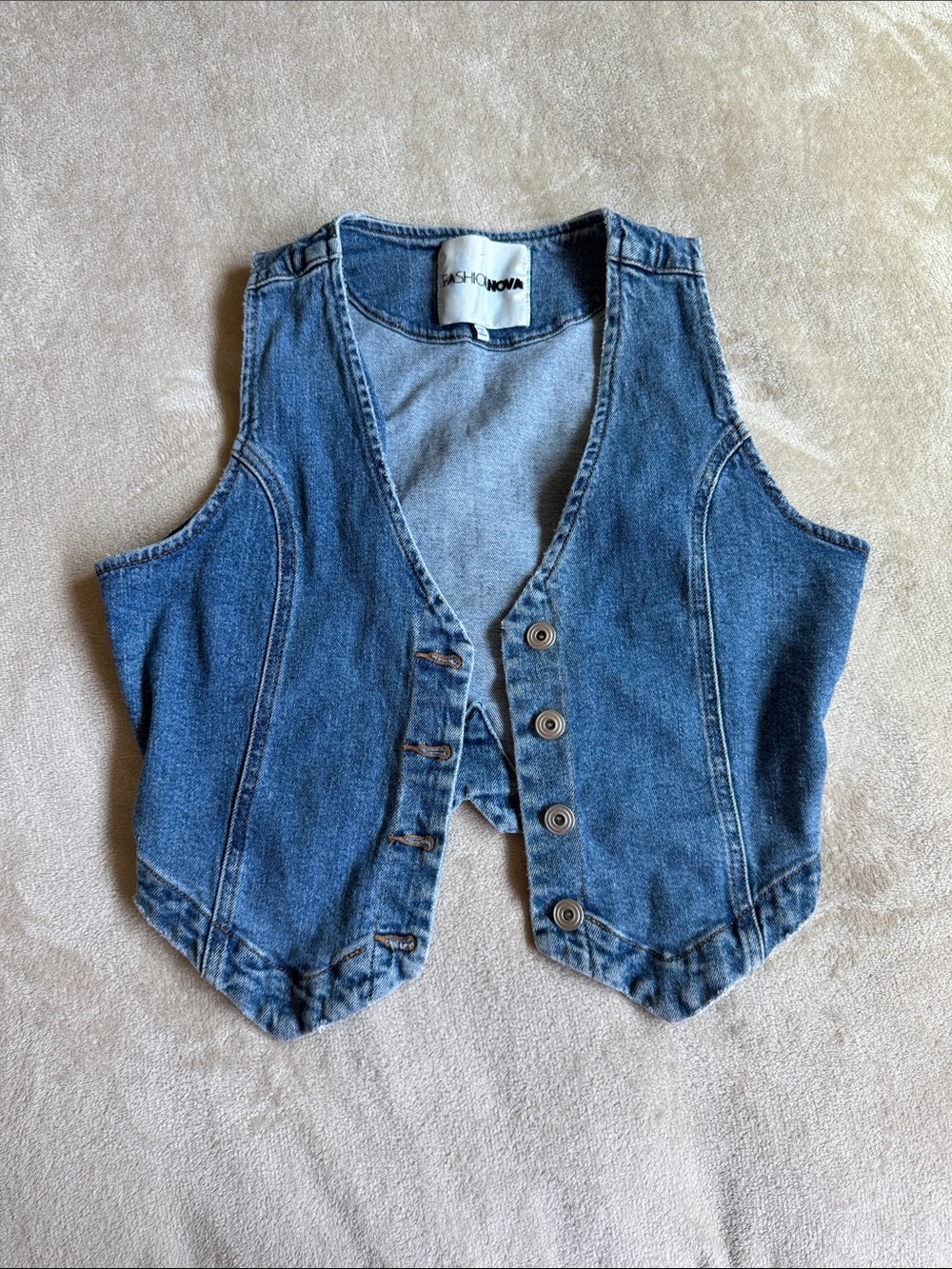 Fashion Nova M Denim Button-Front Vest - Blue